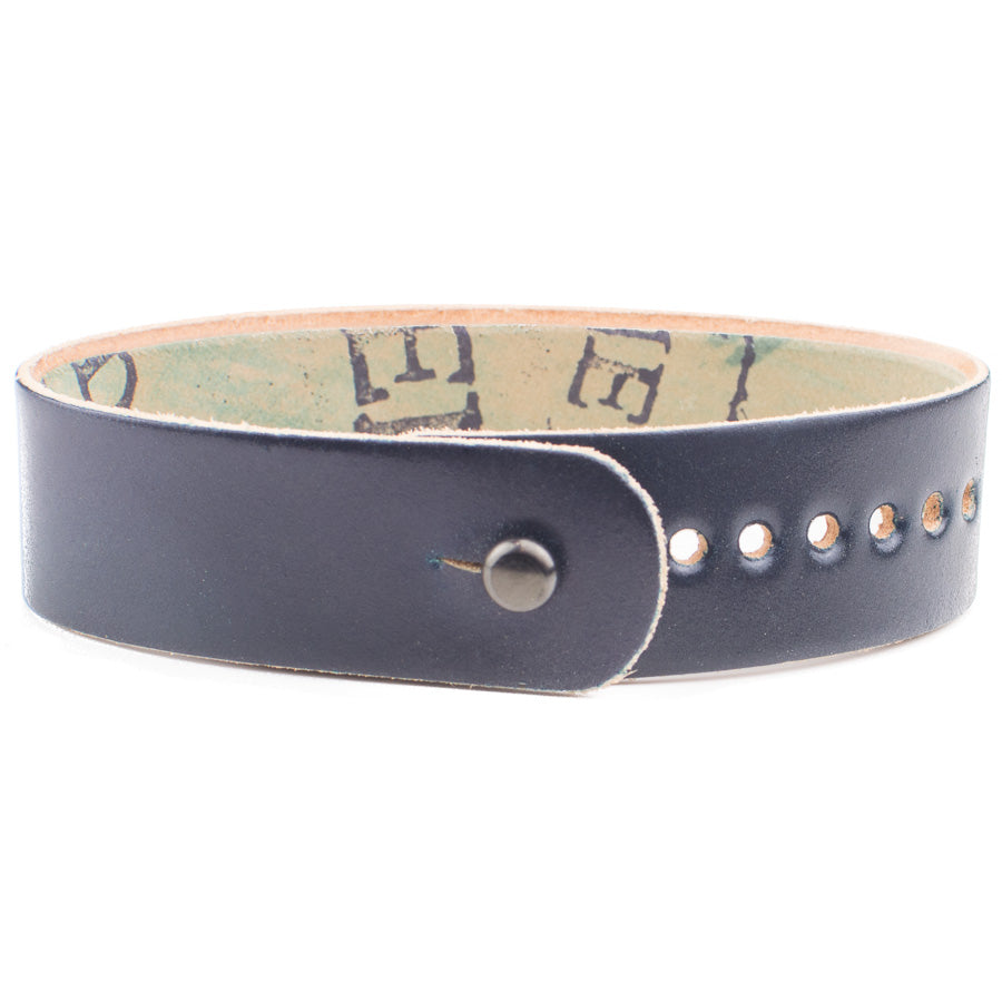 FFF Button-Stud Watchband Adjustable Cordovan in Shell Cordovan Navy — wrist view