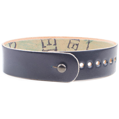 FFF Button-Stud Watchband Adjustable Cordovan in Shell Cordovan Navy — wrist view