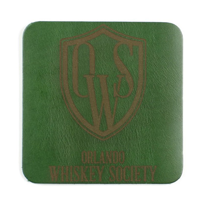 FFF Coasters in Chromexcel Kelly Green — top view