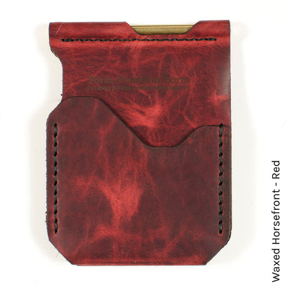 Money Clip in Waxed HF Red — front view