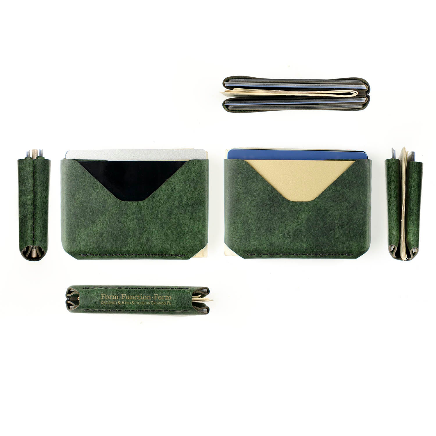 Sidestep Wallet — hero shot showing soft Horween horsefront leather and horizontal cash slot
