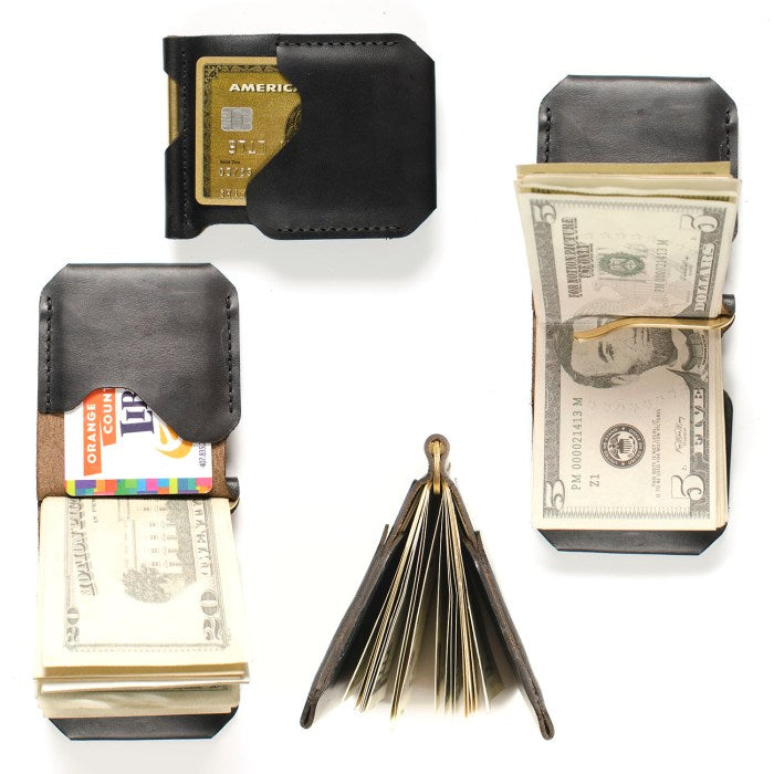 Money Clip — hero shot showing slim Horween leather money clip
