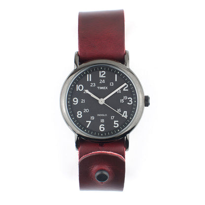 Timex 38mm Night Weekender with 20mm FFF Watchband — detail showing night-mode dial and band