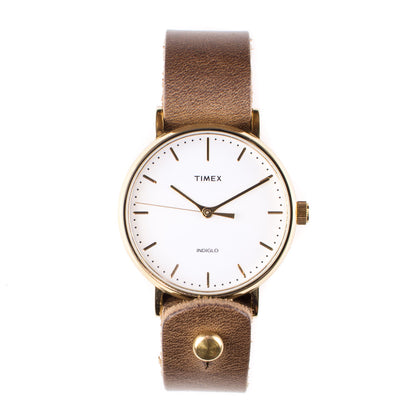 Timex 37mm Gold/White Fairfield with 18mm FFF Watchband — wrist view