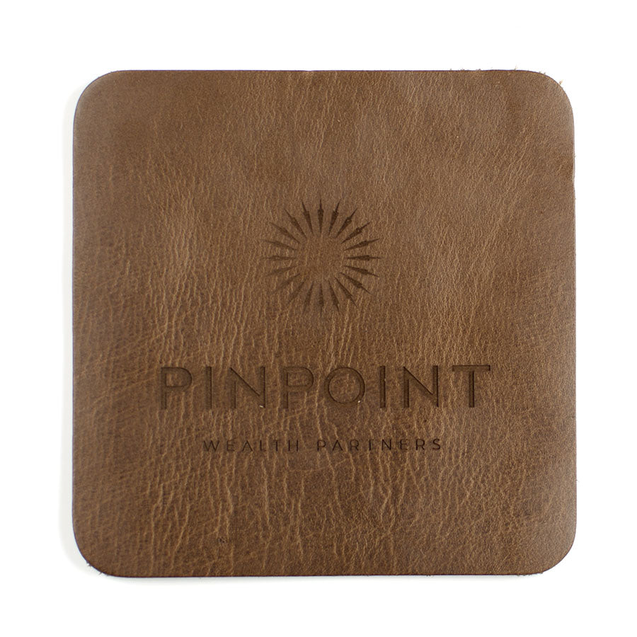 FFF Coasters in Chromexcel Espresso (Natural) — top view