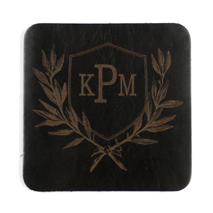 FFF Coasters in Chromexcel Black — top view