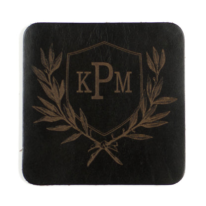 FFF Coasters in Chromexcel Black — top view