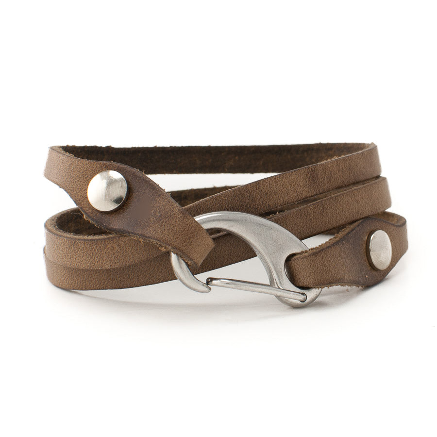 Strap-On Camera Bracelet in Chromexcel Espresso (Natural) — wrist view