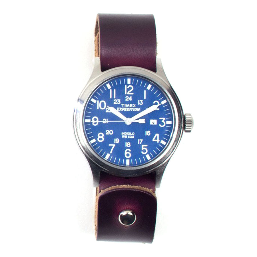 Timex 40mm Royal Blue Scout with 20mm FFF Watchband — flat lay showing watch and band