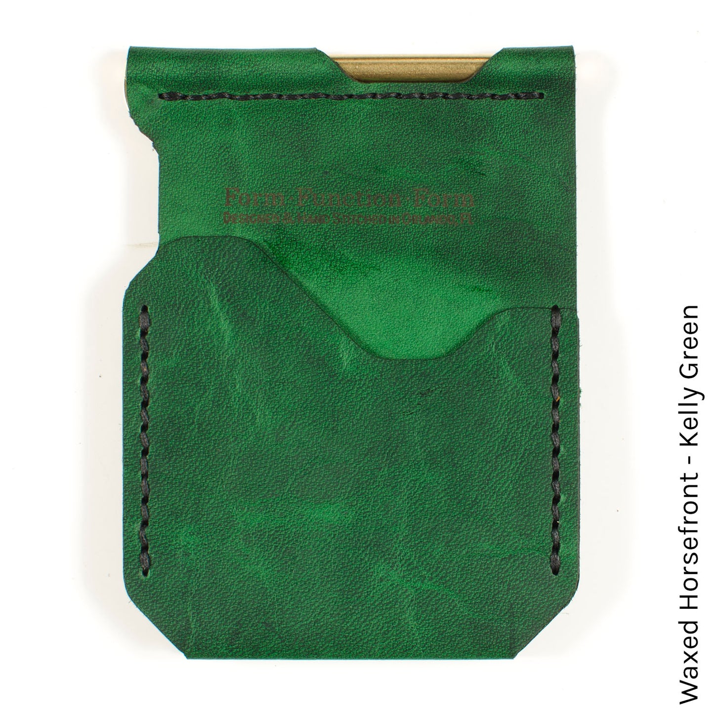 Money Clip in Waxed HF Kelly Green — front view