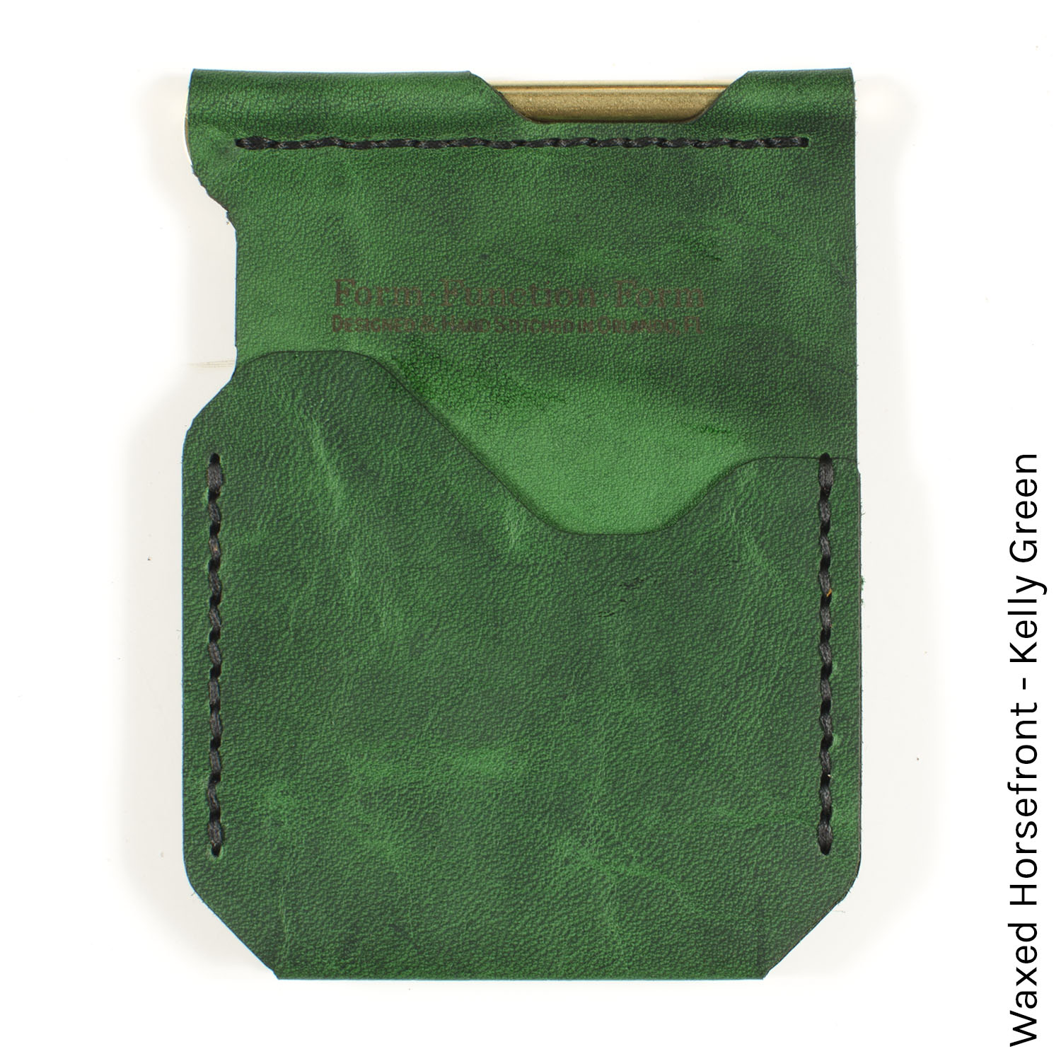 Money Clip in Waxed HF Kelly Green — front view