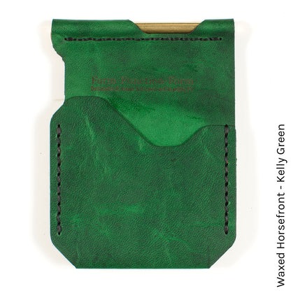 Money Clip in Waxed HF Kelly Green — front view