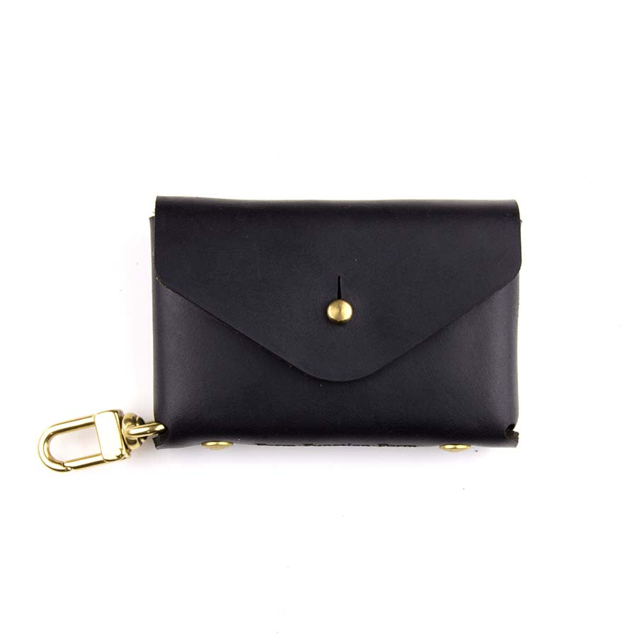 Keyllet Keychain Wallet in Chromexcel Black — front view