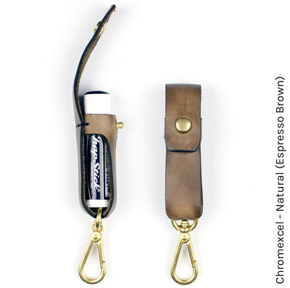 Lip Balm Clip in Chromexcel Espresso (Natural) — front view