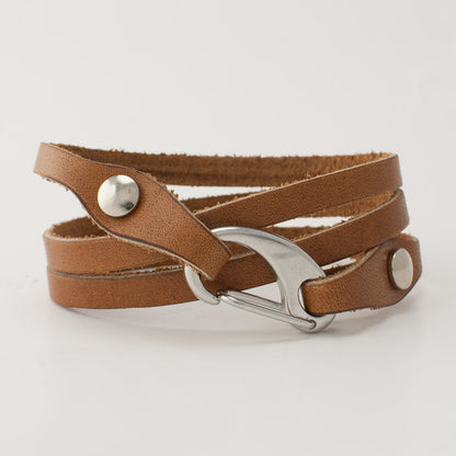 Strap-On Camera Bracelet in Latigo Rio Tan — wrist view