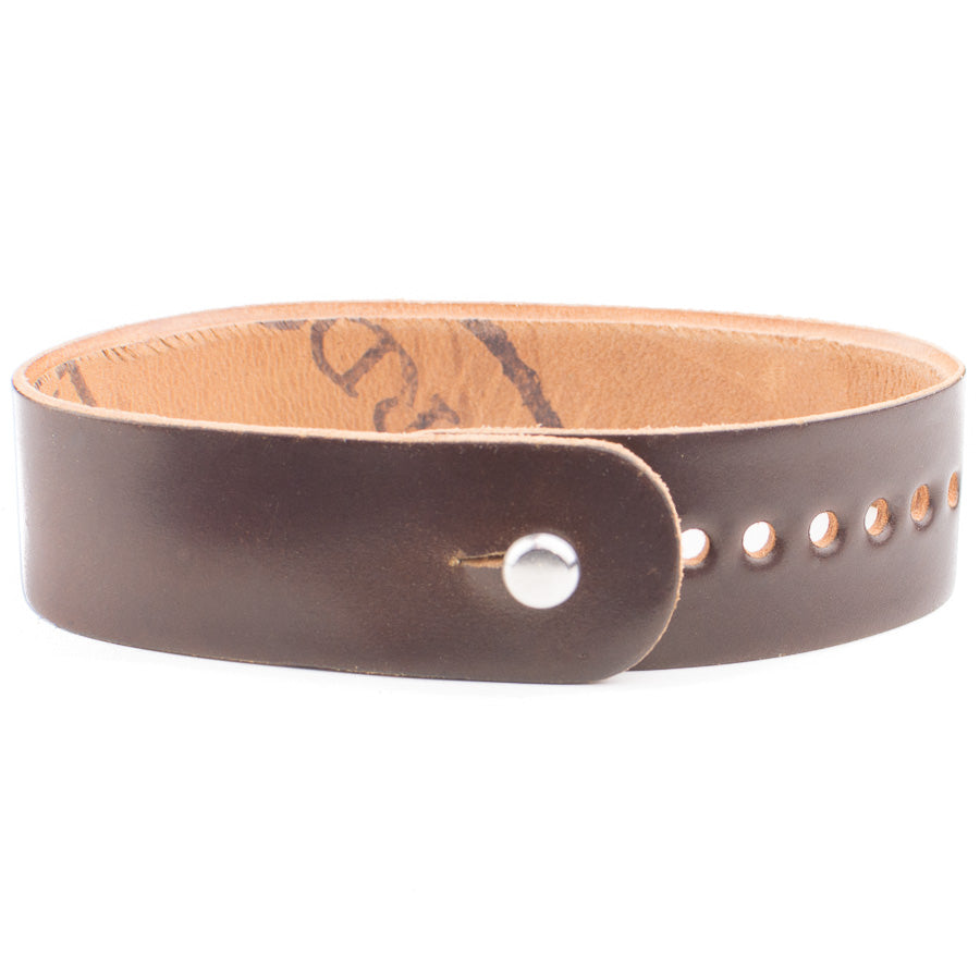 FFF Button-Stud Watchband Adjustable Cordovan — detail showing cordovan leather grain and sheen