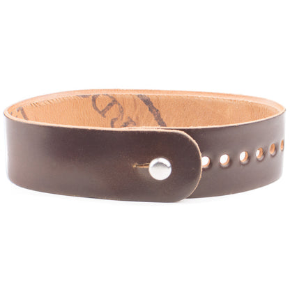 FFF Button-Stud Watchband Adjustable Cordovan — detail showing cordovan leather grain and sheen