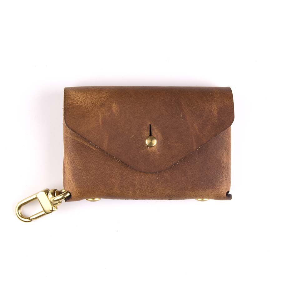 Keyllet Keychain Wallet in Veg Tan Dublin Ale — front view