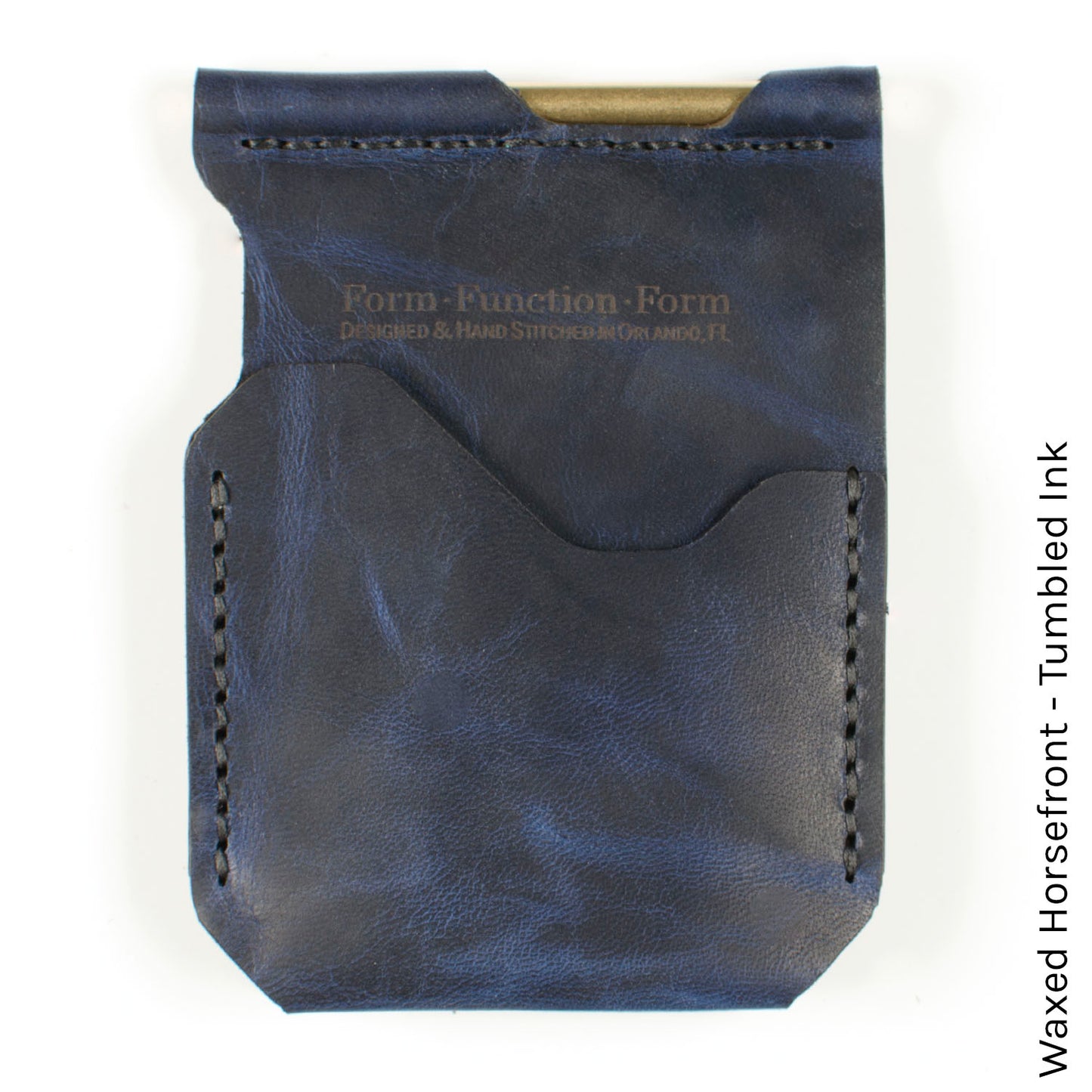 Money Clip — angle view showing clip spring and leather wrap