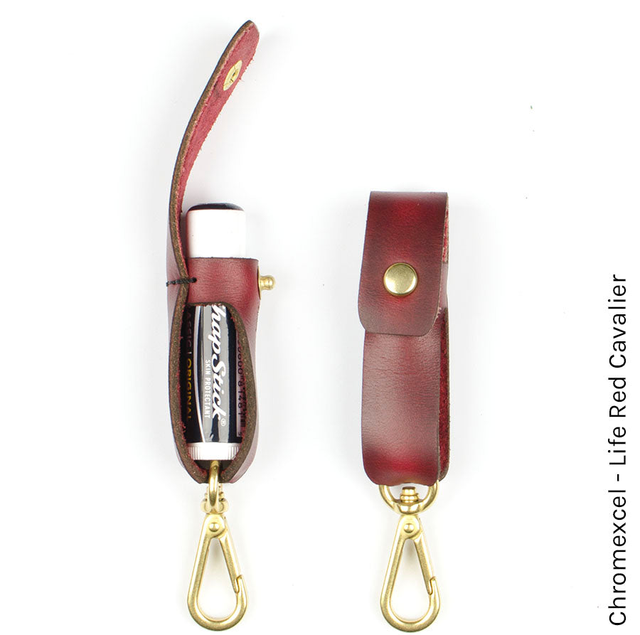Lip Balm Clip in Chromexcel Life Red — front view