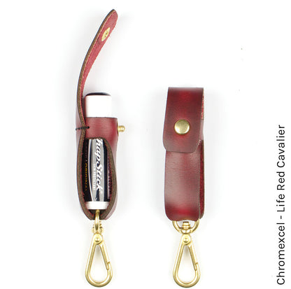Lip Balm Clip in Chromexcel Life Red — front view