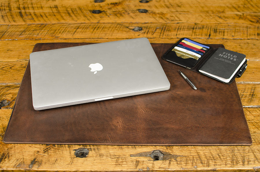 FFF Desk Pad in Latigo Natural — top view