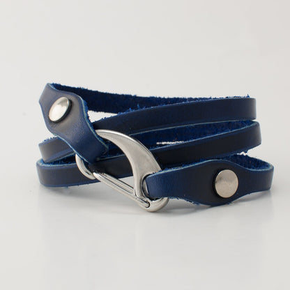 Strap-On Camera Bracelet in Chromexcel Ink Blue — wrist view