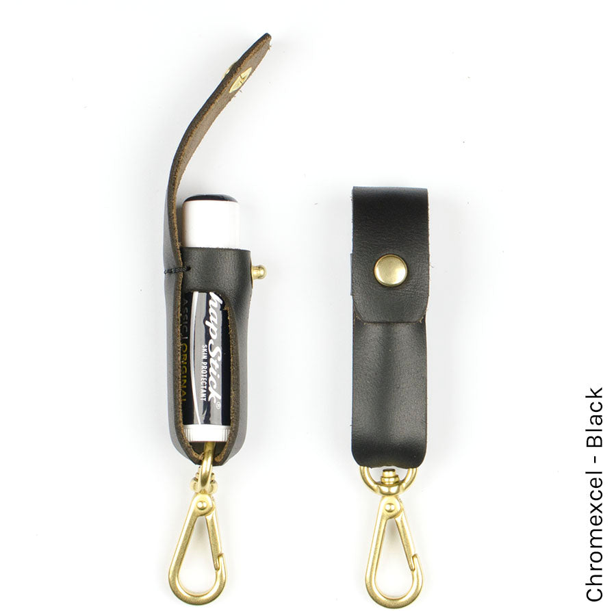 Lip Balm Clip in Chromexcel Black — front view
