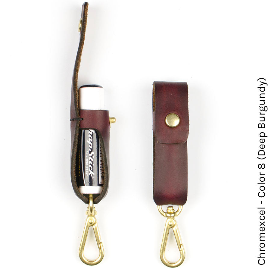 Lip Balm Clip in Chromexcel Deep Burgundy (Color 8) — front view