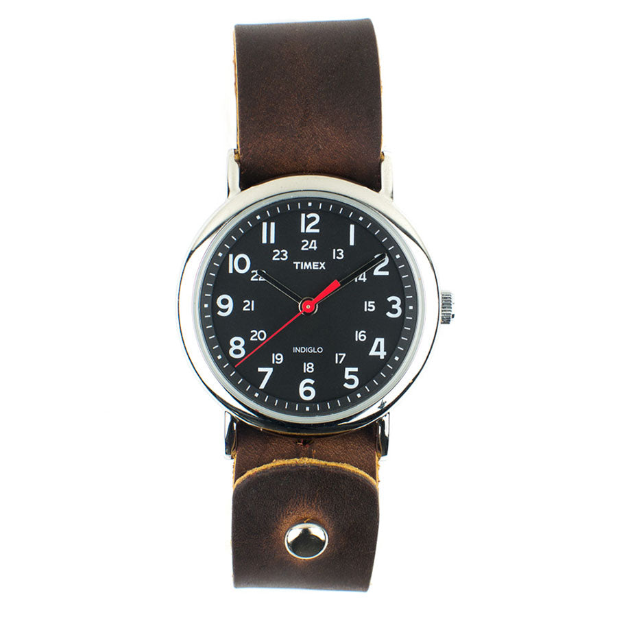 Timex 38mm Silver Night Weekender with 20mm FFF Watchband — side profile view