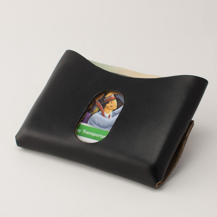Greensleeve Wallet — detail of thumb slot and edge stitching
