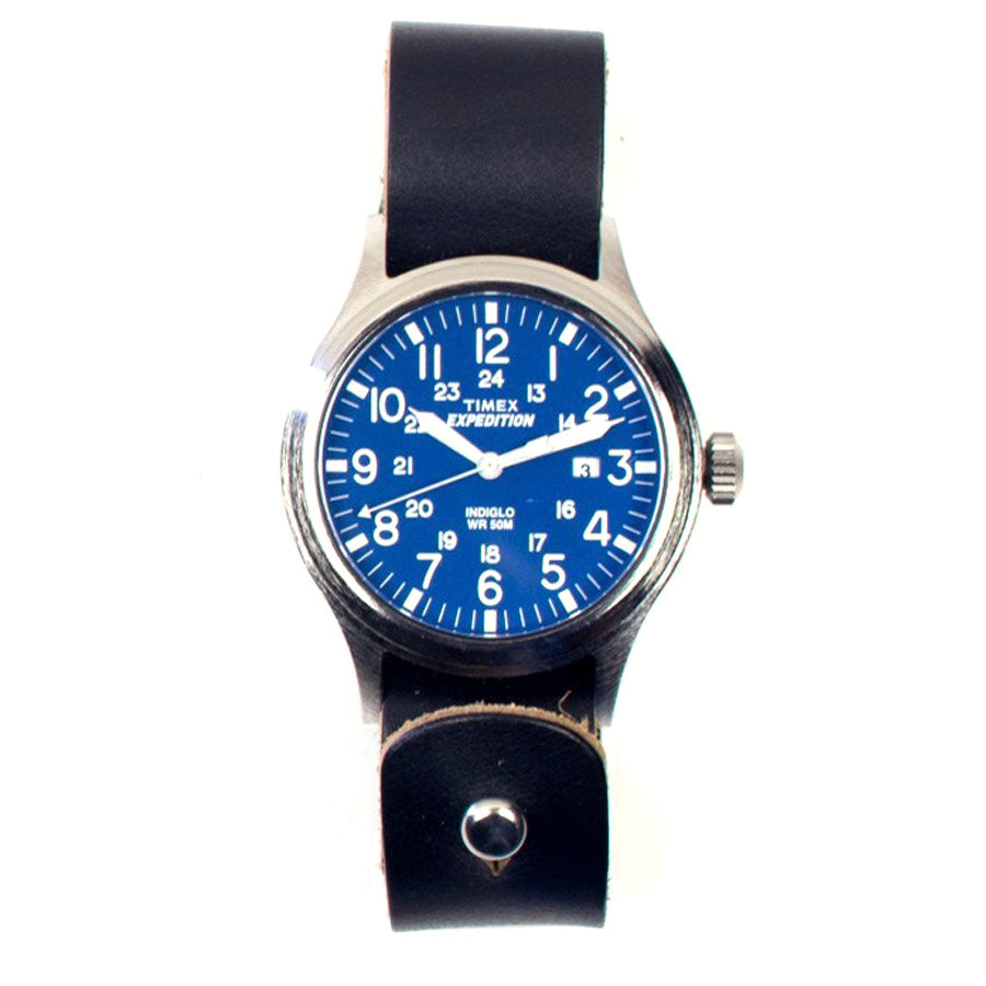 Timex 40mm Royal Blue Scout with 20mm FFF Watchband — detail showing watch face and band