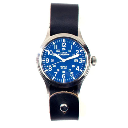 Timex 40mm Royal Blue Scout with 20mm FFF Watchband — detail showing watch face and band
