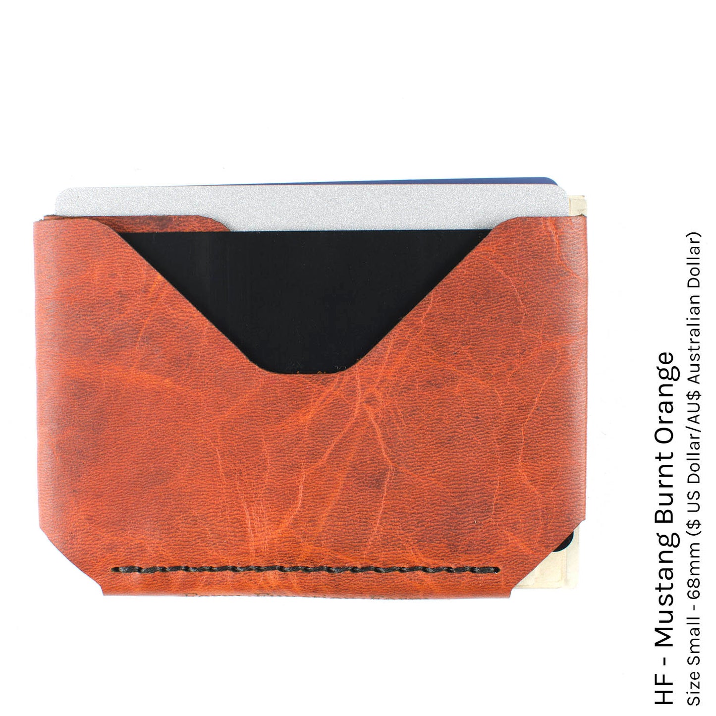 Sidestep Wallet in Mustang Burnt Orange — front view