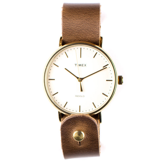 Timex 41mm Gold/Cream Fairfield with 20mm FFF Watchband — wrist view