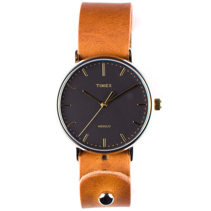 Timex 41mm Black Gold Fairfield with 20mm FFF Watchband — side profile view
