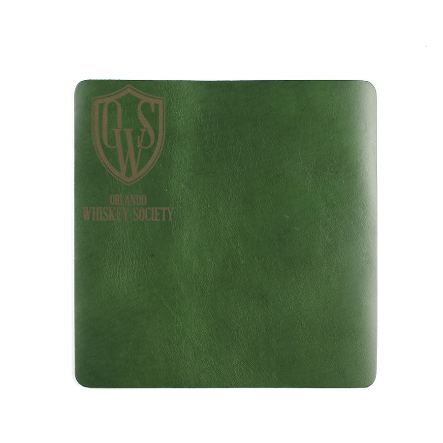 FFF Mouse Pad in Chromexcel Kelly Green square — top view