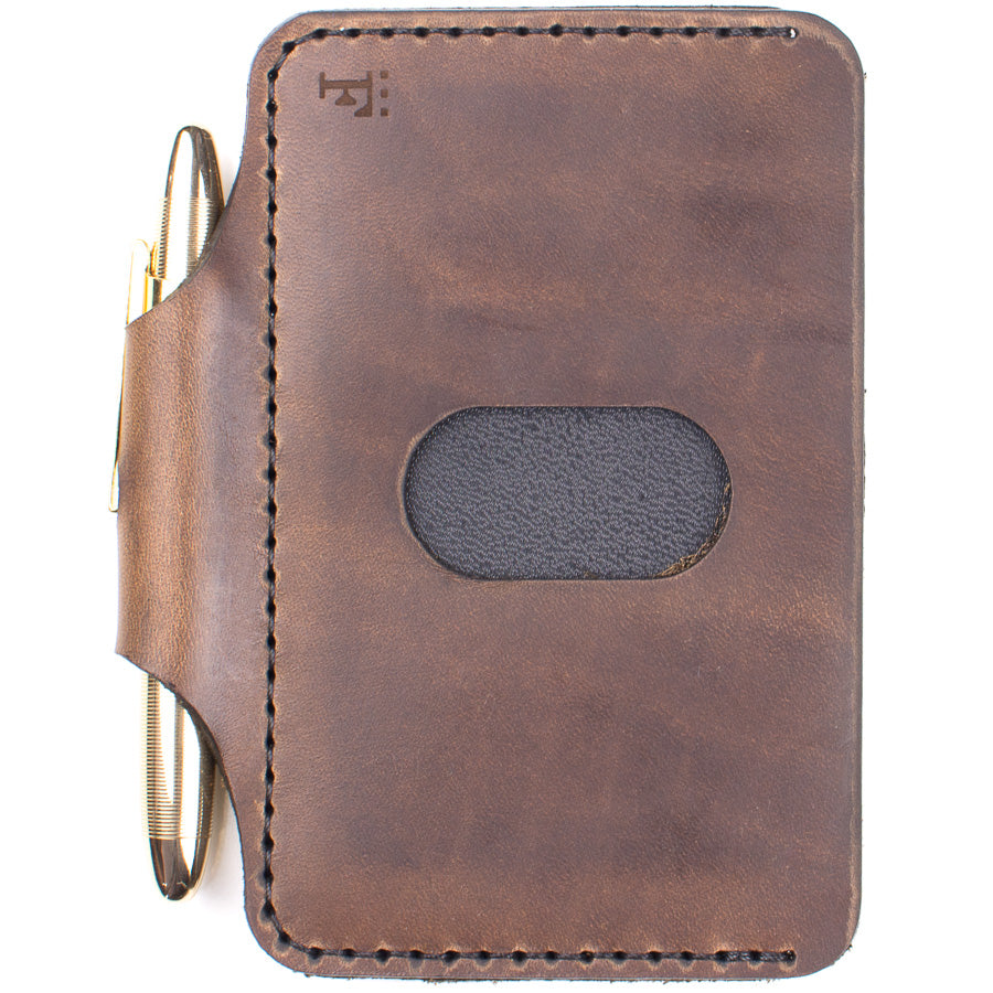 Architect's Wallet in Chromexcel Espresso — front closed view