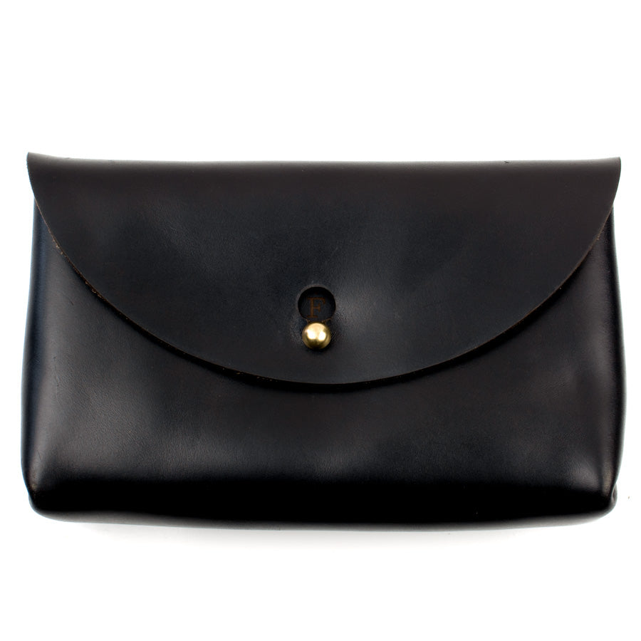 Penney Clutch in Chromexcel Black — front view