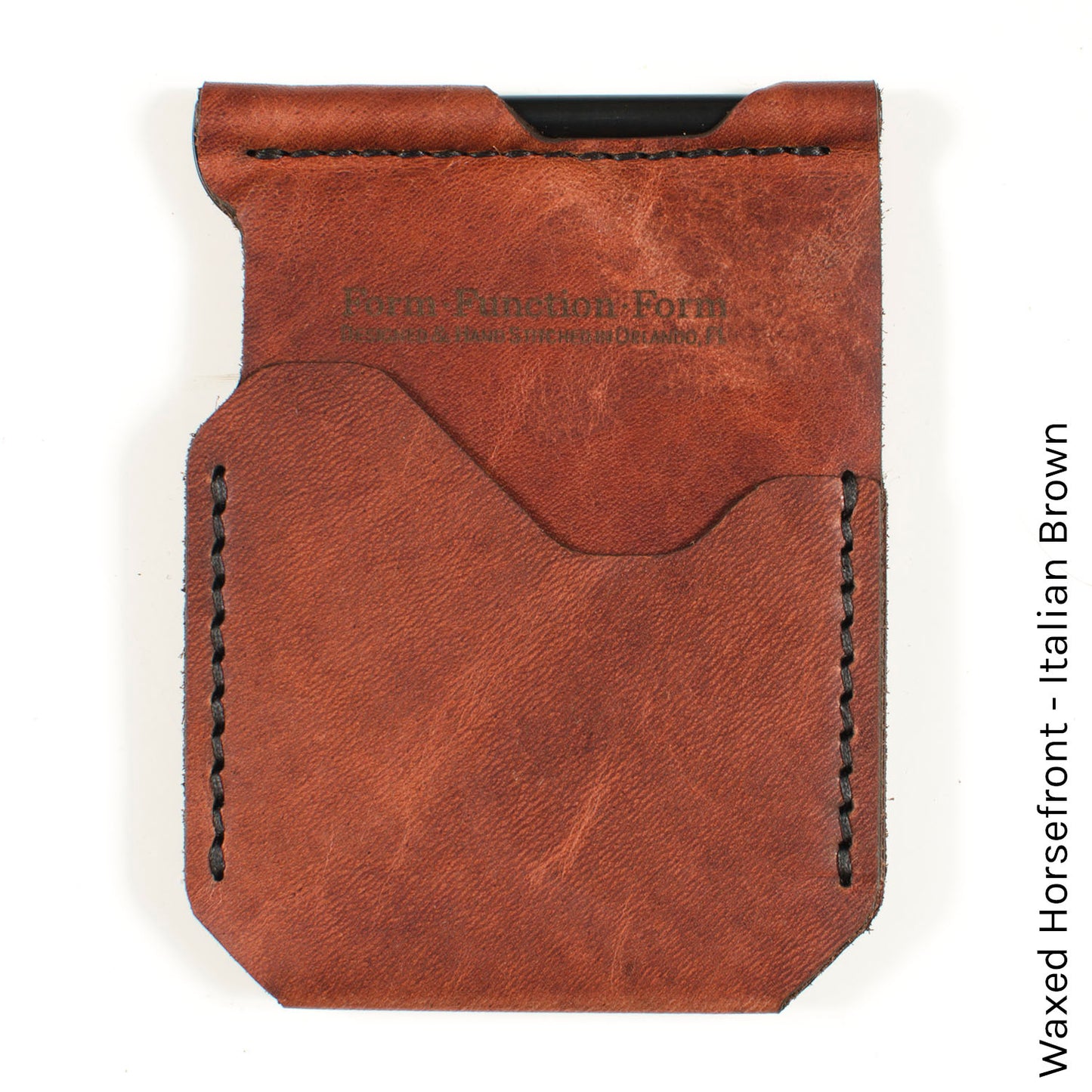 Money Clip in Waxed HF Italian Brown — front view