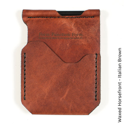Money Clip in Waxed HF Italian Brown — front view