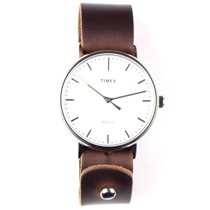 Timex 41mm Silver/White Fairfield with 20mm FFF Watchband — wrist view