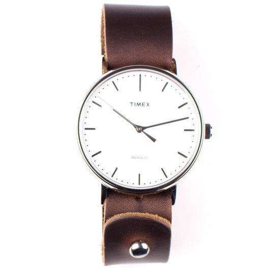 Timex 41mm Silver/White Fairfield with 20mm FFF Watchband — wrist view