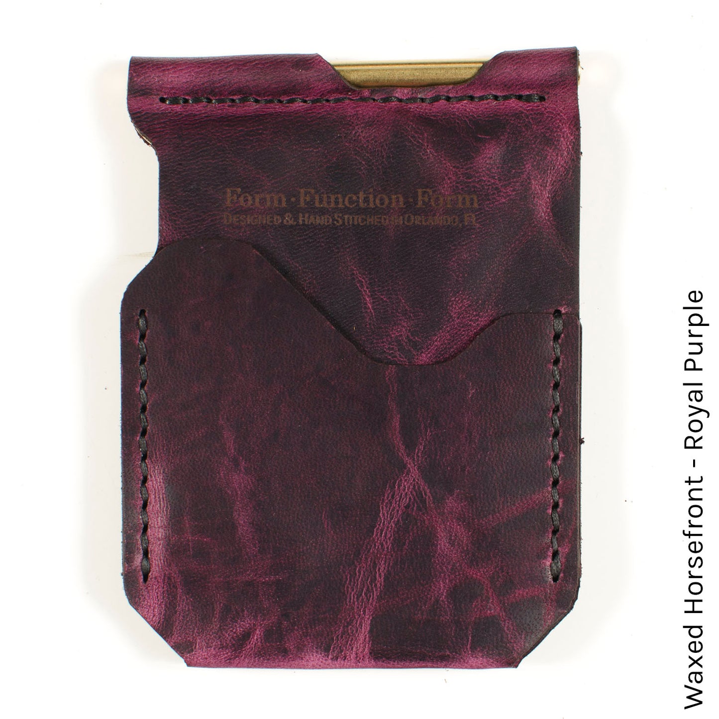 Money Clip — detail showing Horween leather grain and stitch line