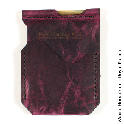 Money Clip — detail showing Horween leather grain and stitch line