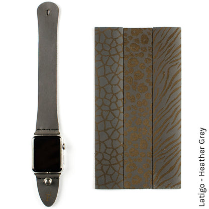 FFF Button-Stud Apple Watchband in Latigo Heather Grey — wrist view