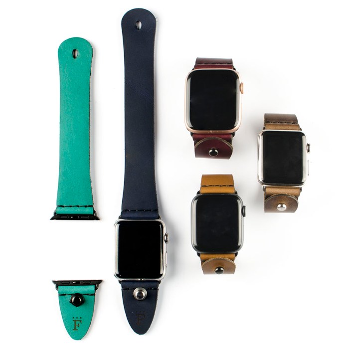 FFF Button-Stud Apple Watchband — hero shot showing Horween leather Apple Watch band