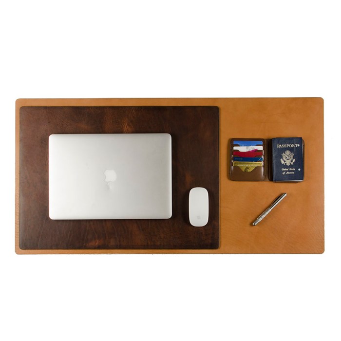FFF Desk Pad — hero shot showing full grain leather desk pad