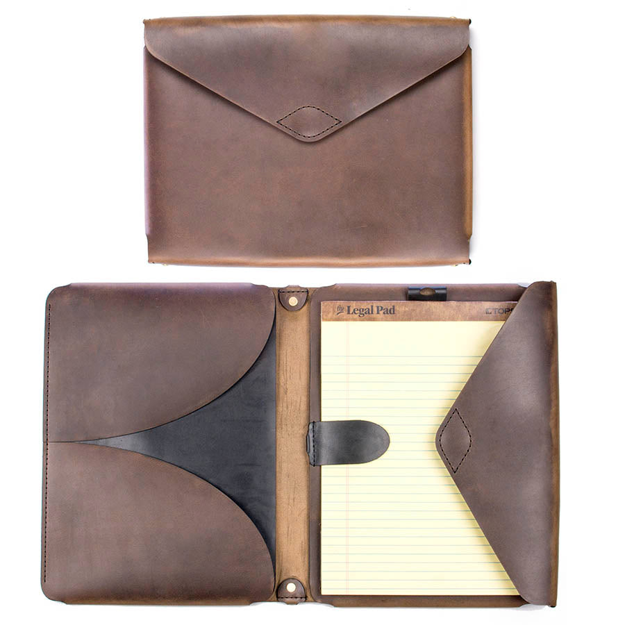 FFFolio Legal Brief Padfolio in Chromexcel Espresso (Natural) — front view