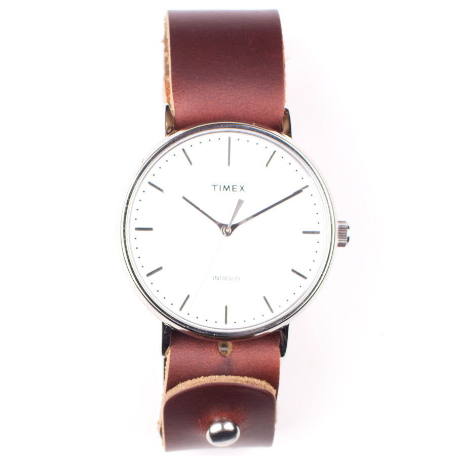 Timex 41mm Silver/White Fairfield with 20mm FFF Watchband — side profile view